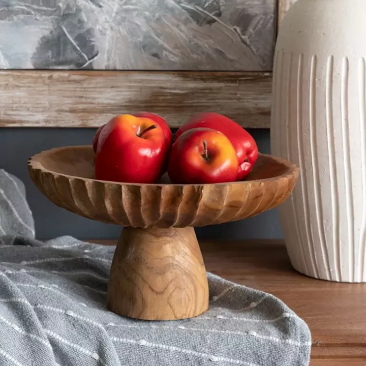 Artekko Woody Καφέ Διακοσμητική Πιατέλα από Ξύλο Teak (30x30x14)cm