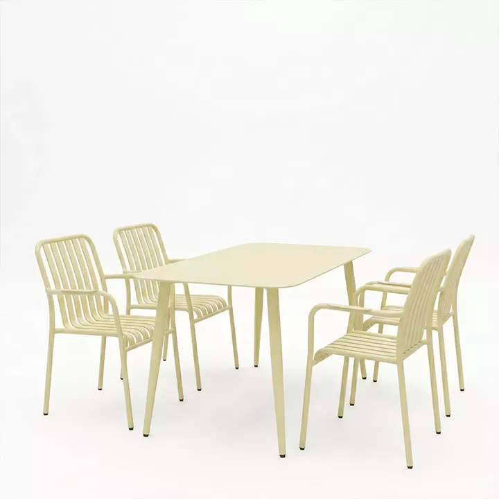 Dining set Heven Vista pakoworld set of 5 pices black aluminum 120x70x72cm