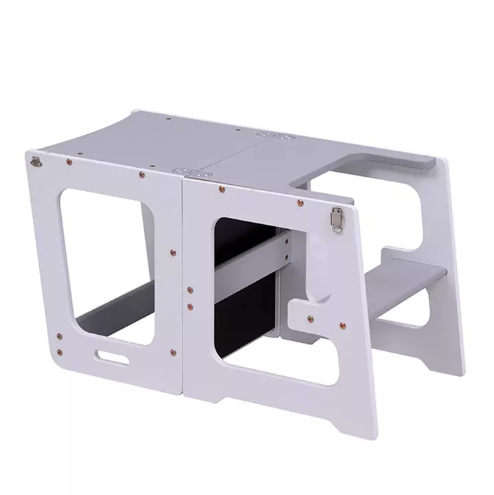 LEARNING TOWER WITH BLACKBOARD RICKI HM18345.03 PINE WOOD IN WHITE/GREY 37x40x84Hcm