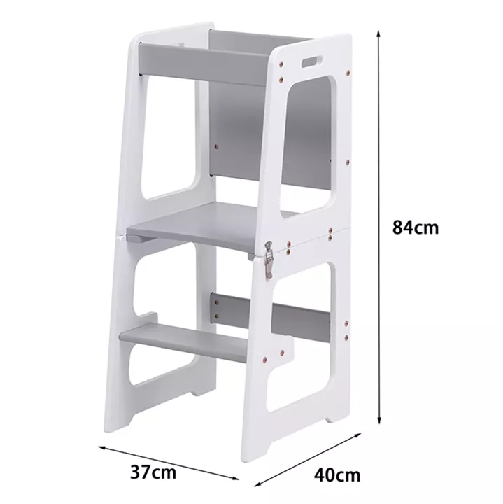 LEARNING TOWER WITH BLACKBOARD RICKI HM18345.03 PINE WOOD IN WHITE/GREY 37x40x84Hcm