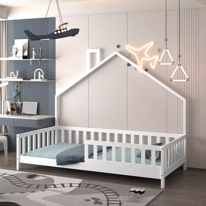 ΚΡΕΒΑΤΙ ΠΑΙΔΙΚΟ HOUSER HM740.03 τ.MONTESSORI ΞΥΛΟ ΠΕΥΚΟ ΛΕΥΚΟ--ΓΙΑ 190x90εκ