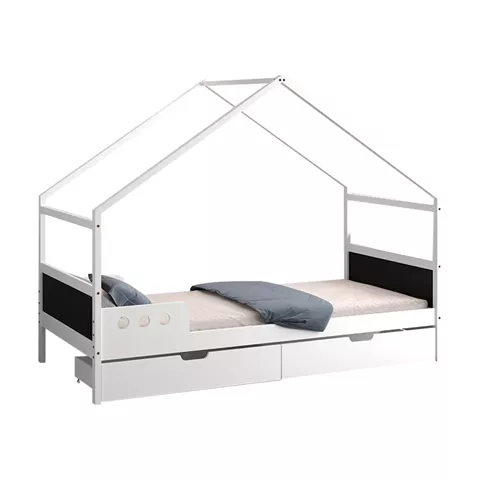 ΚΡΕΒΑΤΙ ΠΑΙΔΙΚΟ ΜΕ ΣΥΡΤΑΡΙΑ HOUSER HM741.01 τ.MONTESSORI ΞΥΛΟ ΠΕΥΚΟ ΛΕΥΚΟ-190x90εκ