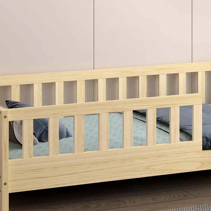 BED FOR KIDS HOUSER HM740.01 t.MONTESSORI SOLID PINE WOOD IN NATURAL WOOD--FOR 190x90cm.