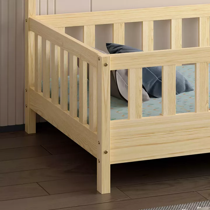 BED FOR KIDS HOUSER HM740.01 t.MONTESSORI SOLID PINE WOOD IN NATURAL WOOD--FOR 190x90cm.