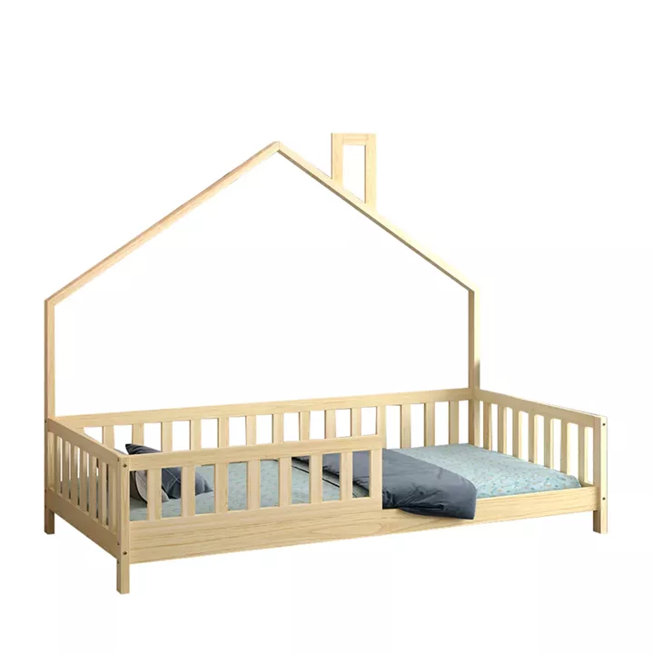 BED FOR KIDS HOUSER HM740.01 t.MONTESSORI SOLID PINE WOOD IN NATURAL WOOD--FOR 190x90cm.