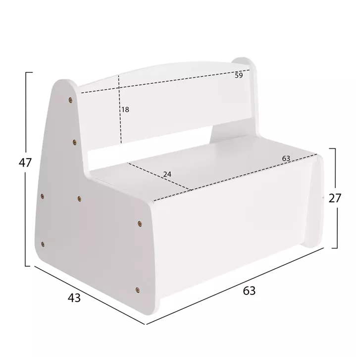 ΠΑΓΚΑΚΙ ΠΑΙΔΙΚΟ ΜΕ ΑΠΟΘ.ΧΩΡΟ RICKI HM18342.03 MDF & ΚΟΝΤΡΑΠΛΑΚΕ ΛΕΥΚΟ 63x43x47Υεκ