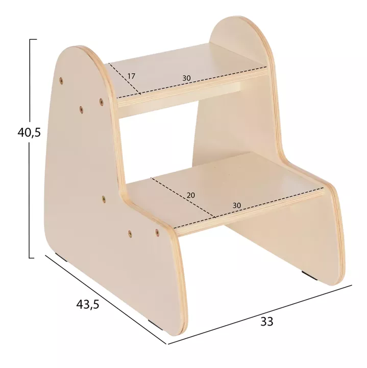 KIDS' STEP STOOL RICKI HM18340.01 MDF & PLYWOOD IN NATURAL 33x43.5x40.5Hcm.