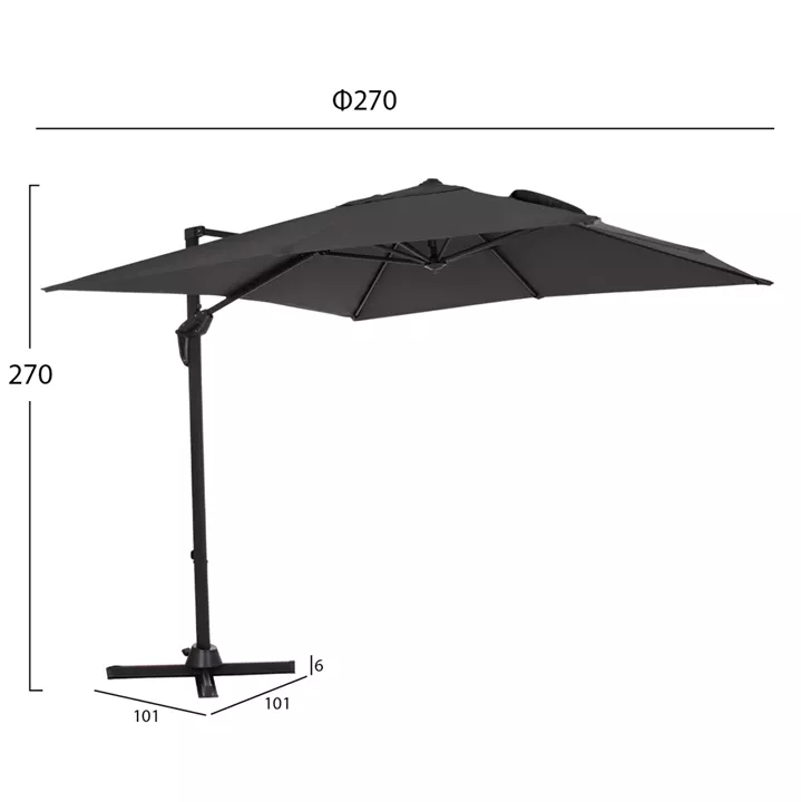 POOLSIDE UMBRELLA JAVANTE HM6623.01 GREY ALUMINUM & SHADE 2.7x2.7x2.7Hcm.
