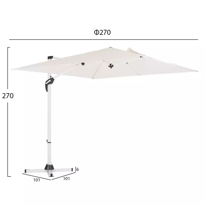 POOLSIDE UMBRELLA JAVANTE HM6623.02 WHITE ALUMINUM & SHADE 2.7x2.7x2.7Hcm.