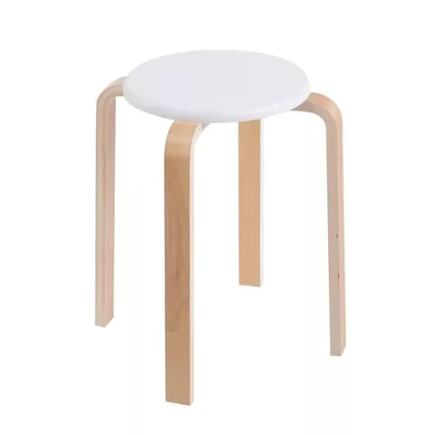 HAMILTON-W Σκαμπό Βοηθητικό, Στοιβαζόμενο, Απόχρωση Φυσικό, Πόδι Σημύδα, κάθισμα MDF Άσπρο