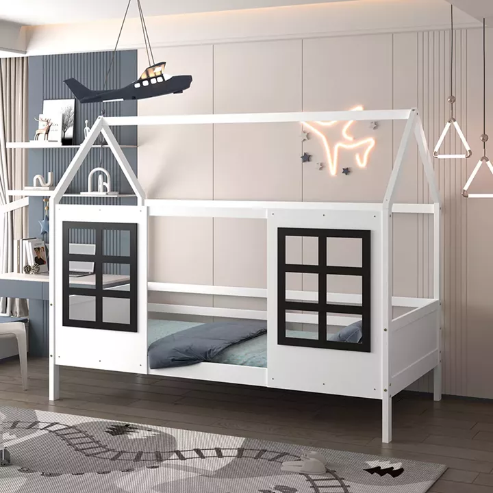 ΠΑΙΔΙΚΟ ΚΡΕΒΑΤΙ τ.MONTESSORI DOMER HM742.01 ΞΥΛΟ ΠΕΥΚΟΥ ΛΕΥΚΟ--ΓΙΑ 90x190εκ