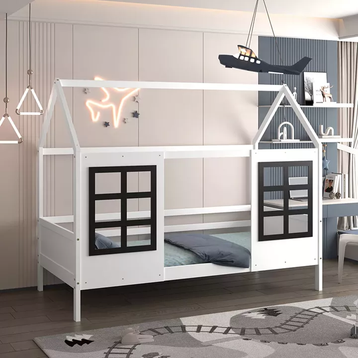 ΠΑΙΔΙΚΟ ΚΡΕΒΑΤΙ τ.MONTESSORI DOMER HM742.01 ΞΥΛΟ ΠΕΥΚΟΥ ΛΕΥΚΟ--ΓΙΑ 90x190εκ