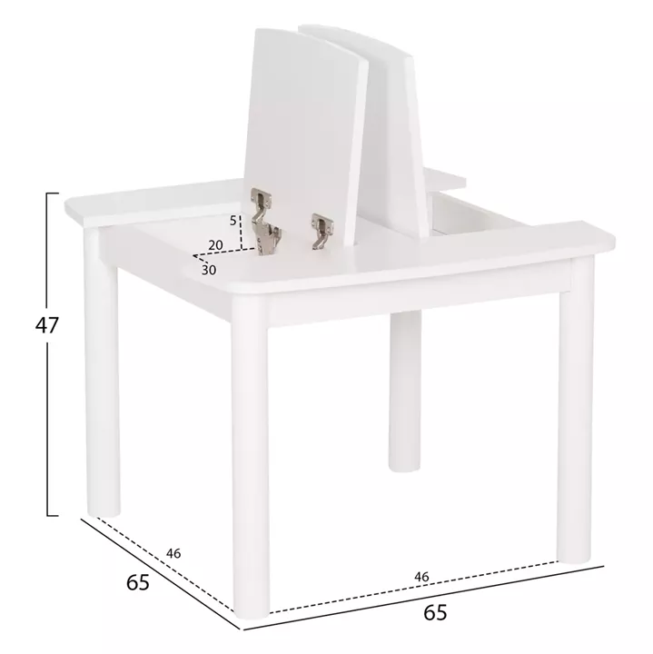 KIDS' TABLE WITH STORAGE SPACE RICKI HM18339.03 MDF & BIRCH WOOD IN WHITE 65x65x47Hcm.