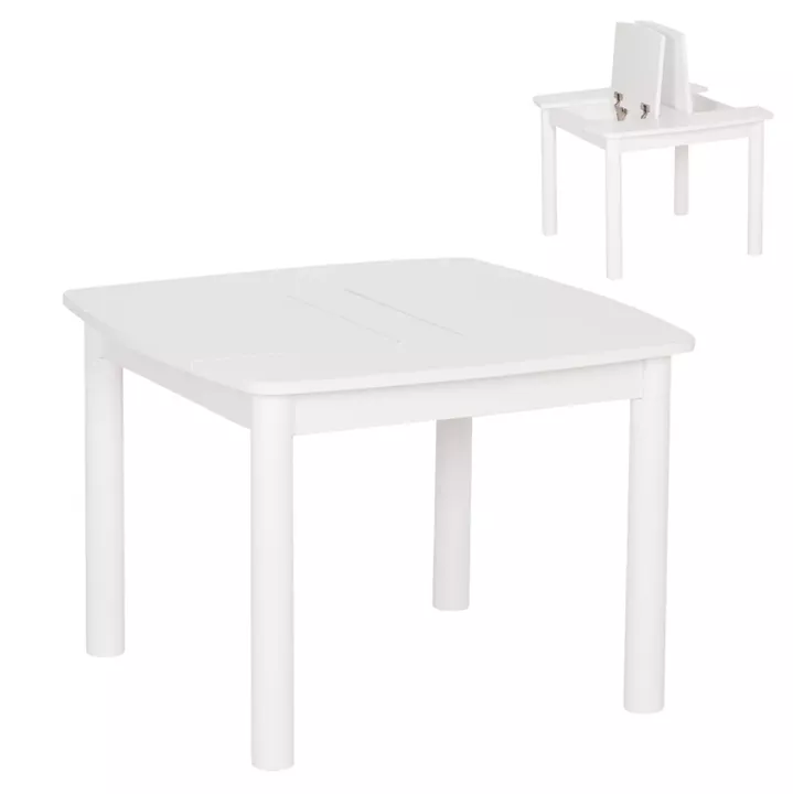 KIDS' TABLE WITH STORAGE SPACE RICKI HM18339.03 MDF & BIRCH WOOD IN WHITE 65x65x47Hcm.