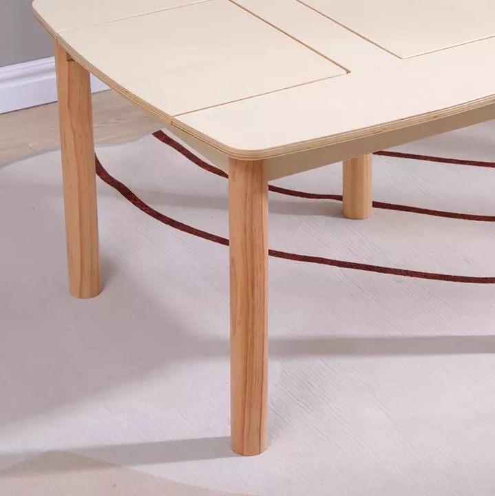 KIDS' TABLE WITH STORAGE SPACE RICKI HM18339.01 MDF & BIRCH WOOD IN NATURAL 65x65x47Hcm.