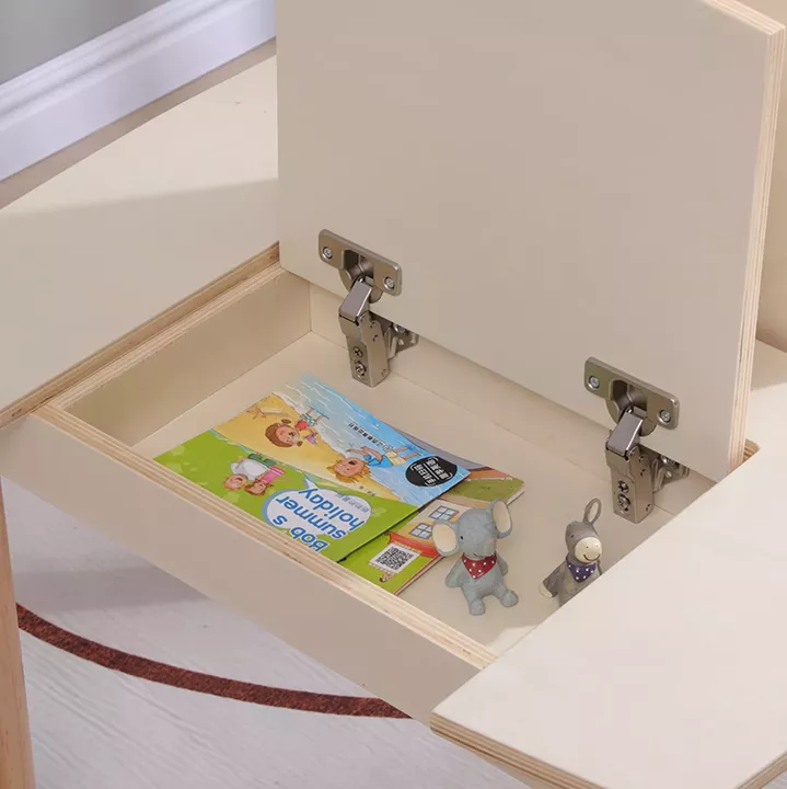 KIDS' TABLE WITH STORAGE SPACE RICKI HM18339.01 MDF & BIRCH WOOD IN NATURAL 65x65x47Hcm.