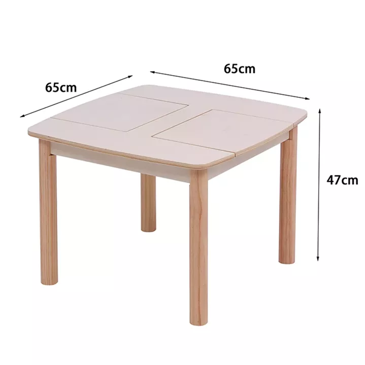 KIDS' TABLE WITH STORAGE SPACE RICKI HM18339.01 MDF & BIRCH WOOD IN NATURAL 65x65x47Hcm.