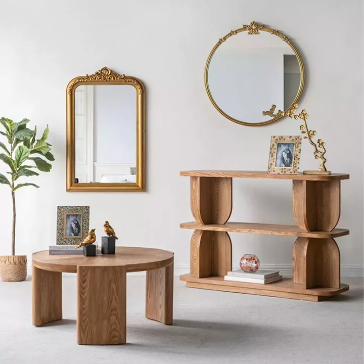 Artekko Mirror Χρυσός MDF Καθρέπτης Τοίχου (76x2.5x79)cm