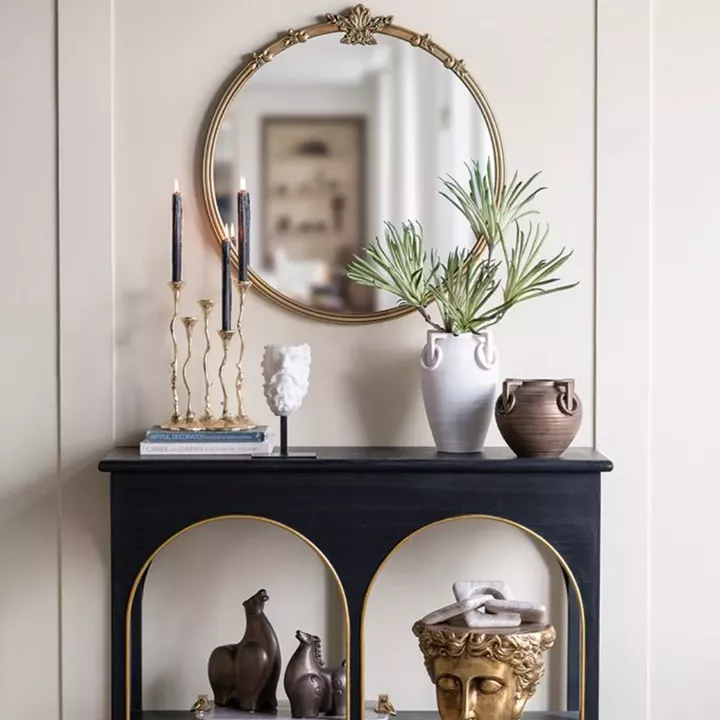 Artekko Mirror Χρυσός MDF Καθρέπτης Τοίχου (76x2.5x79)cm