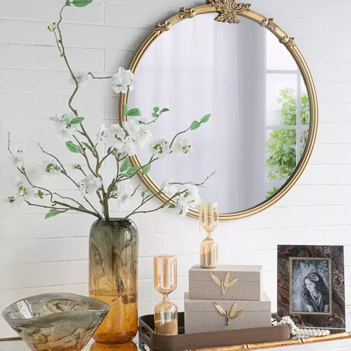 Artekko Mirror Χρυσός MDF Καθρέπτης Τοίχου (76x2.5x79)cm