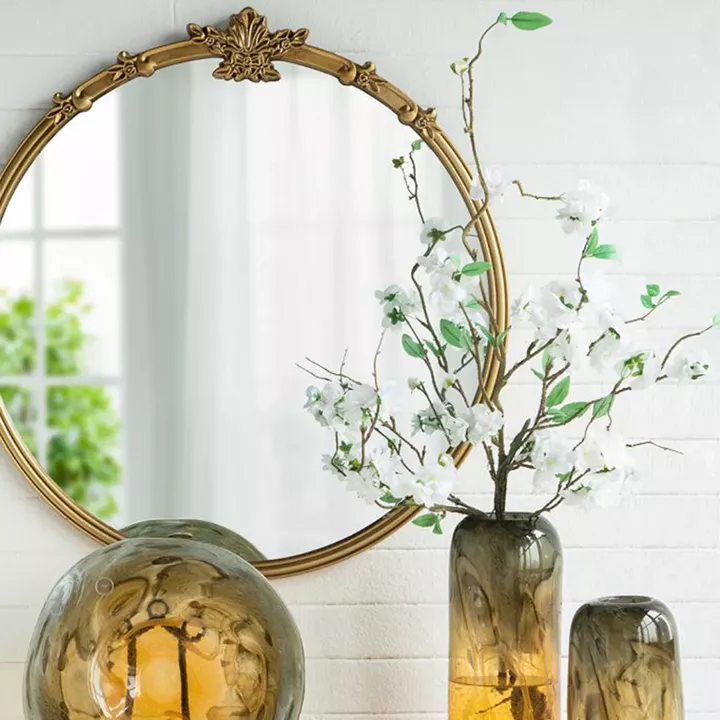 Artekko Mirror Χρυσός MDF Καθρέπτης Τοίχου (76x2.5x79)cm