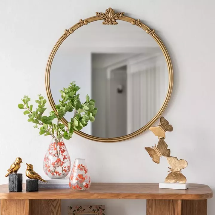 Artekko Mirror Χρυσός MDF Καθρέπτης Τοίχου (76x2.5x79)cm