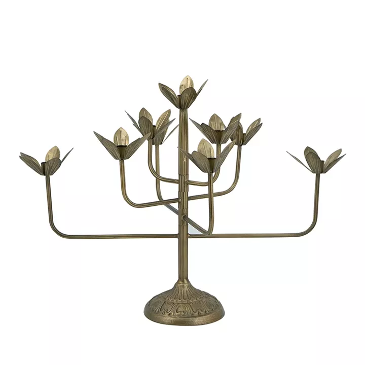 Artekko Solis Χρυσό Μεταλλικό 9κερο Κηροπήγιο (16x61x47.5)cm