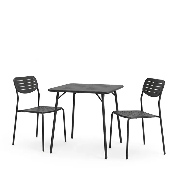 Τραπεζαρία Moraja Deraby I pakoworld σετ 3τεμ μαύρο μέταλλο 70x70x73εκ