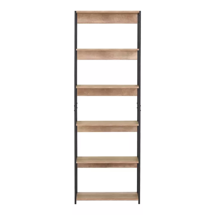 Βιβλιοθήκη Kaliano pakoworld oak-μαύρο μέταλλο 59.5x35x176.5εκ