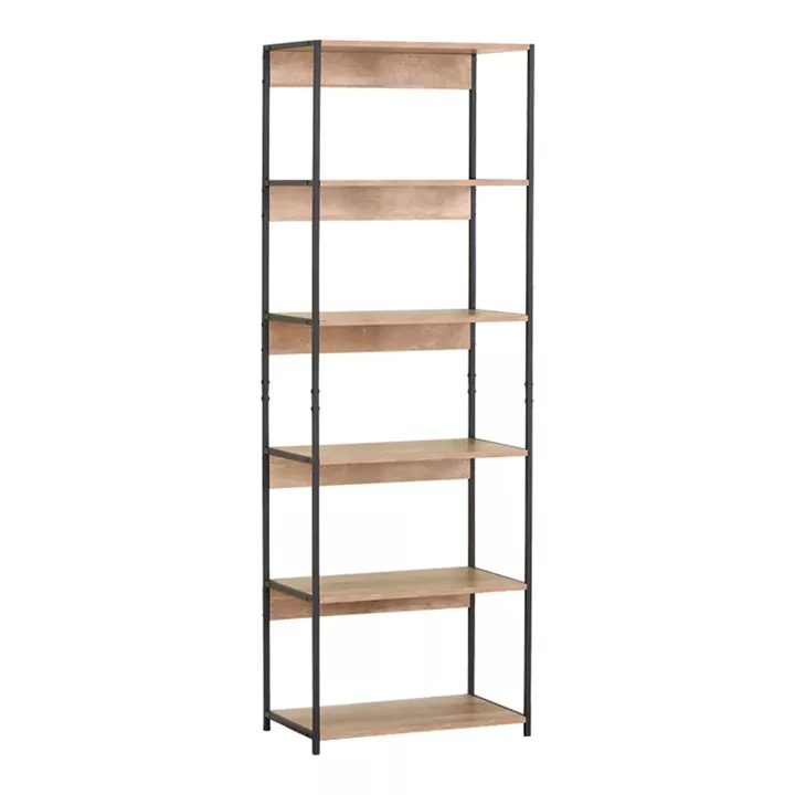 Βιβλιοθήκη Kaliano pakoworld oak-μαύρο μέταλλο 59.5x35x176.5εκ