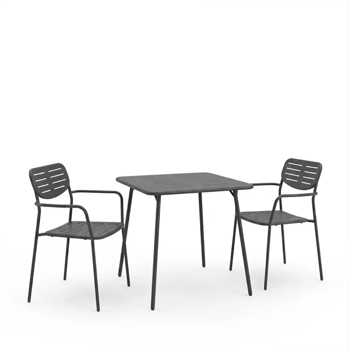 Τραπεζαρία Moraja Deraby pakoworld σετ 3τεμ μαύρο μέταλλο 70x70x73εκ