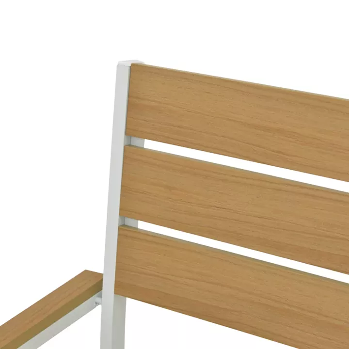 Πολυθρόνα Breze pakoworld στοιβαζόμενη plywood σε φυσική-αλουμίνιο σε λευκή απόχρωση 57.5x60x88εκ