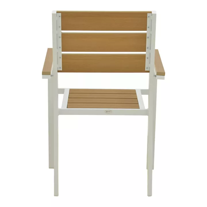 Πολυθρόνα Breze pakoworld στοιβαζόμενη plywood σε φυσική-αλουμίνιο σε λευκή απόχρωση 57.5x60x88εκ