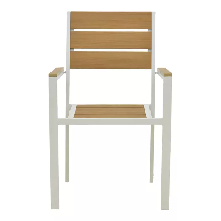 Πολυθρόνα Breze pakoworld στοιβαζόμενη plywood σε φυσική-αλουμίνιο σε λευκή απόχρωση 57.5x60x88εκ