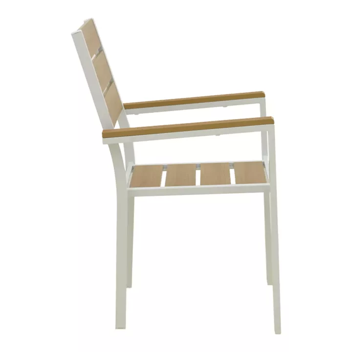 Πολυθρόνα Breze pakoworld στοιβαζόμενη plywood σε φυσική-αλουμίνιο σε λευκή απόχρωση 57.5x60x88εκ