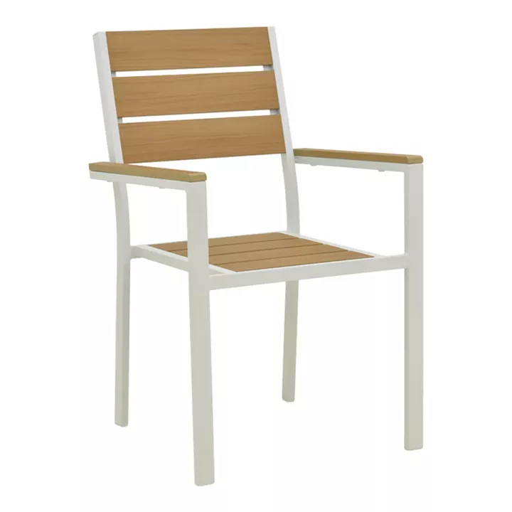 Πολυθρόνα Breze pakoworld στοιβαζόμενη plywood σε φυσική-αλουμίνιο σε λευκή απόχρωση 57.5x60x88εκ