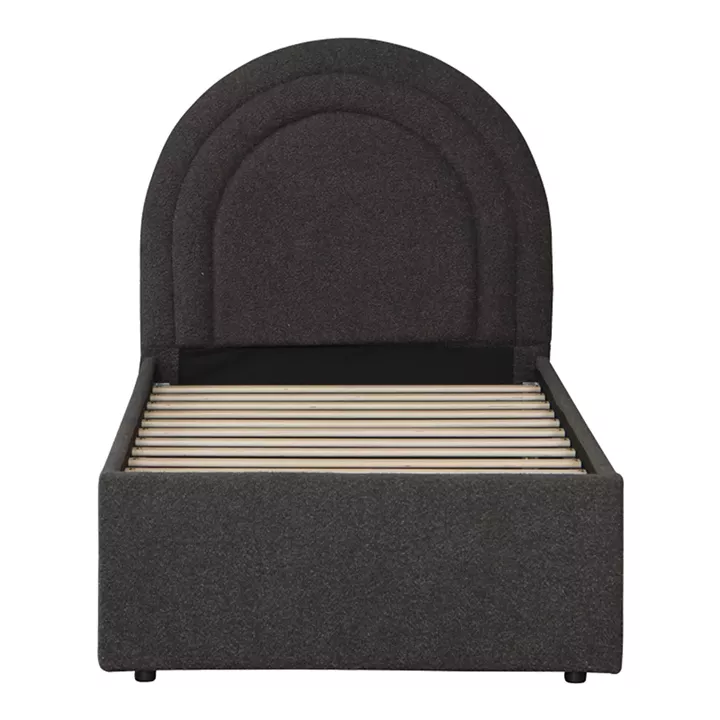 Κρεβάτι Arcuate pakoworld μπουκλέ υφασμα ανθρακί με συρόμενο 90x200εκ