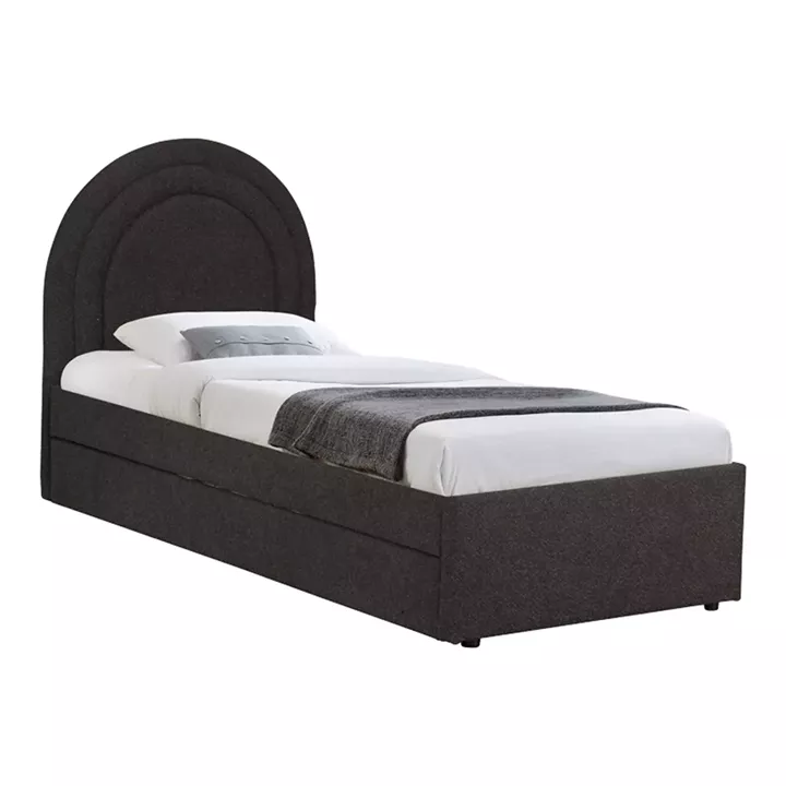 Κρεβάτι Arcuate pakoworld μπουκλέ υφασμα ανθρακί με συρόμενο 90x200εκ