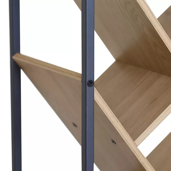 Βιβλιοθήκη Orunta pakoworld oak- μαύρο μέταλλο 40x26.5x125εκ