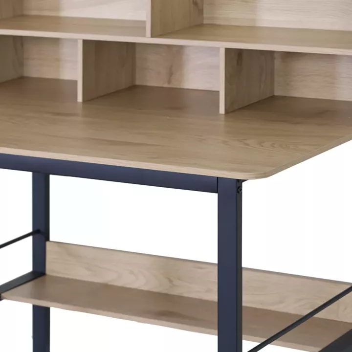 Γραφείο εργασίας Biuro pakoworld oak- μαύρο μέταλλο 120x60x103εκ