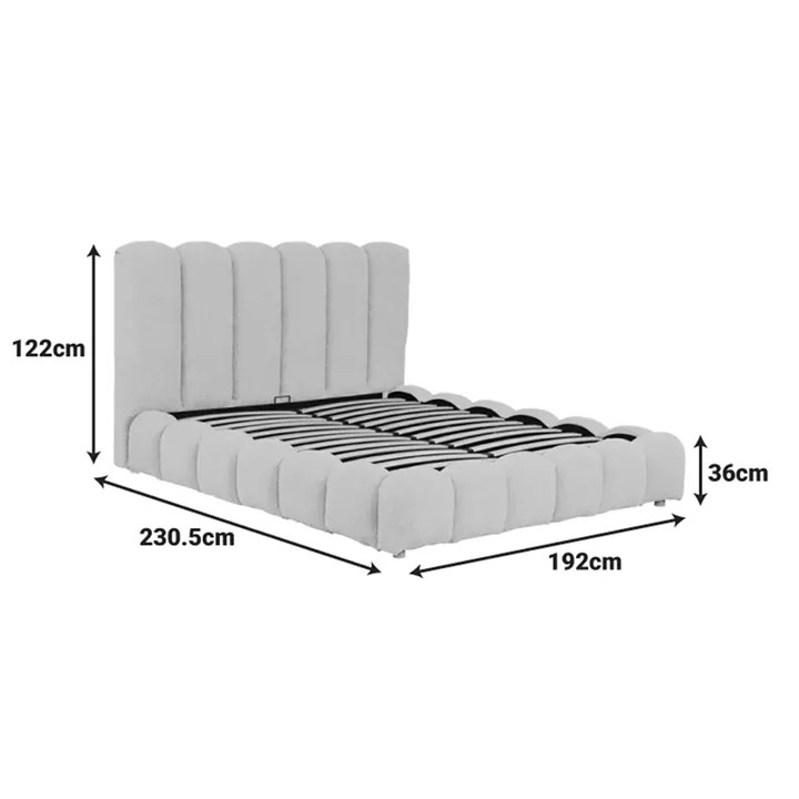 Κρεβάτι Nuvem pakoworld μπουκλέ υφασμα ανθρακί με αποθηκευτικό χώρο 160x200εκ