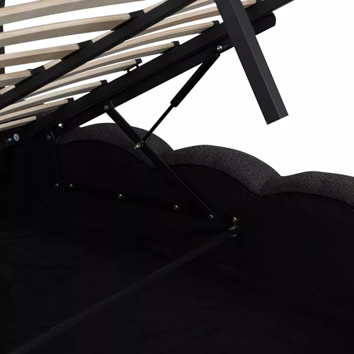 Κρεβάτι Nuvem pakoworld μπουκλέ υφασμα ανθρακί με αποθηκευτικό χώρο 160x200εκ