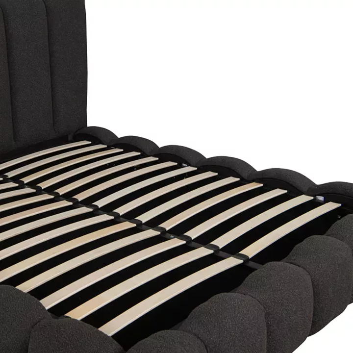 Κρεβάτι Nuvem pakoworld μπουκλέ υφασμα ανθρακί με αποθηκευτικό χώρο 160x200εκ