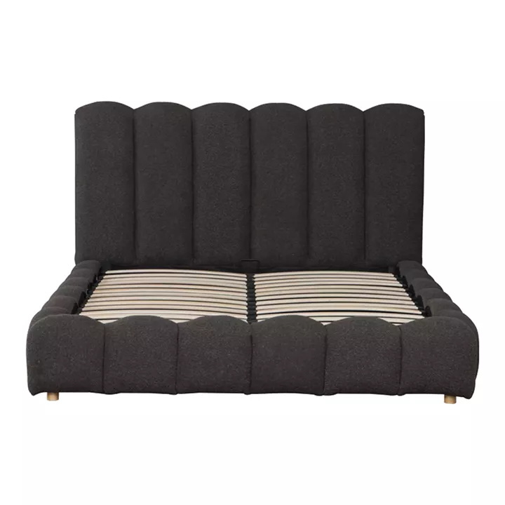 Κρεβάτι Nuvem pakoworld μπουκλέ υφασμα ανθρακί με αποθηκευτικό χώρο 160x200εκ