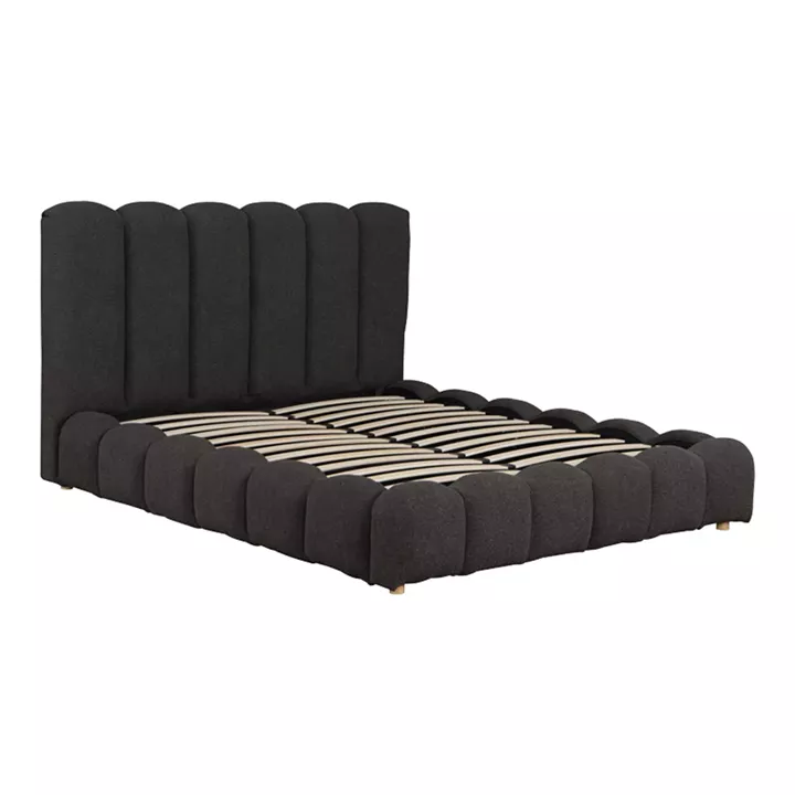 Κρεβάτι Nuvem pakoworld μπουκλέ υφασμα ανθρακί με αποθηκευτικό χώρο 160x200εκ