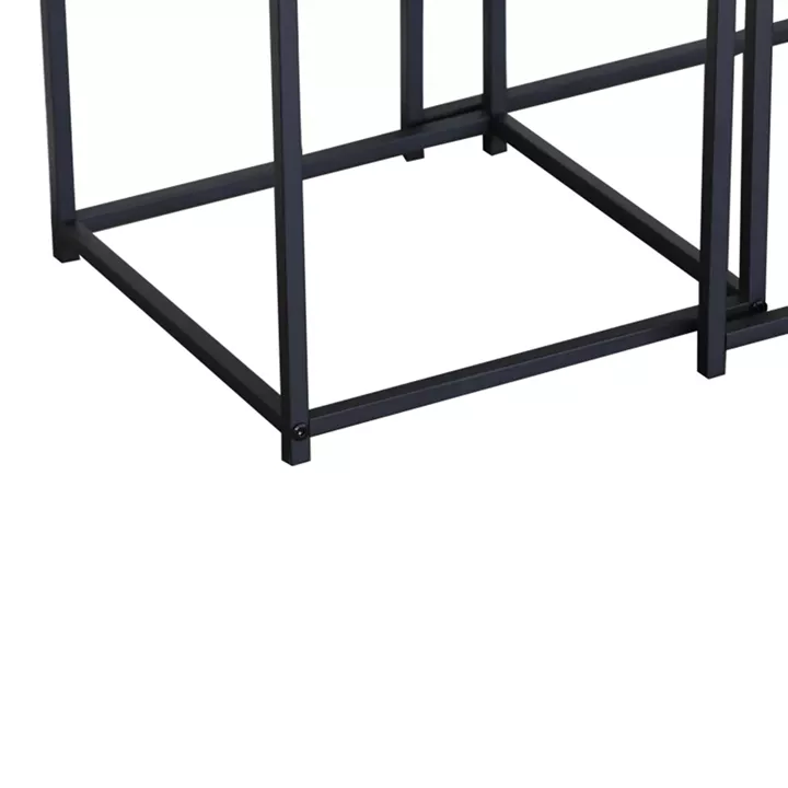 Τραπέζια σαλονιού Masuta pakoworld 2τεμ. mdf μαυρο με εφε μαρμάρου- μαύρο μέταλλο