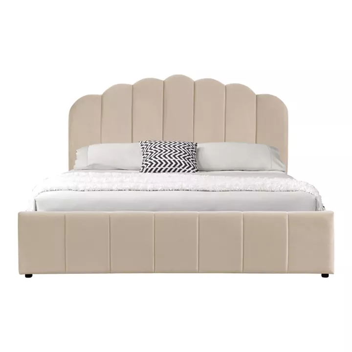 Κρεβάτι Tatiana pakoworld βελούδο μπεζ με αποθηκευτικό χώρο 120x200εκ