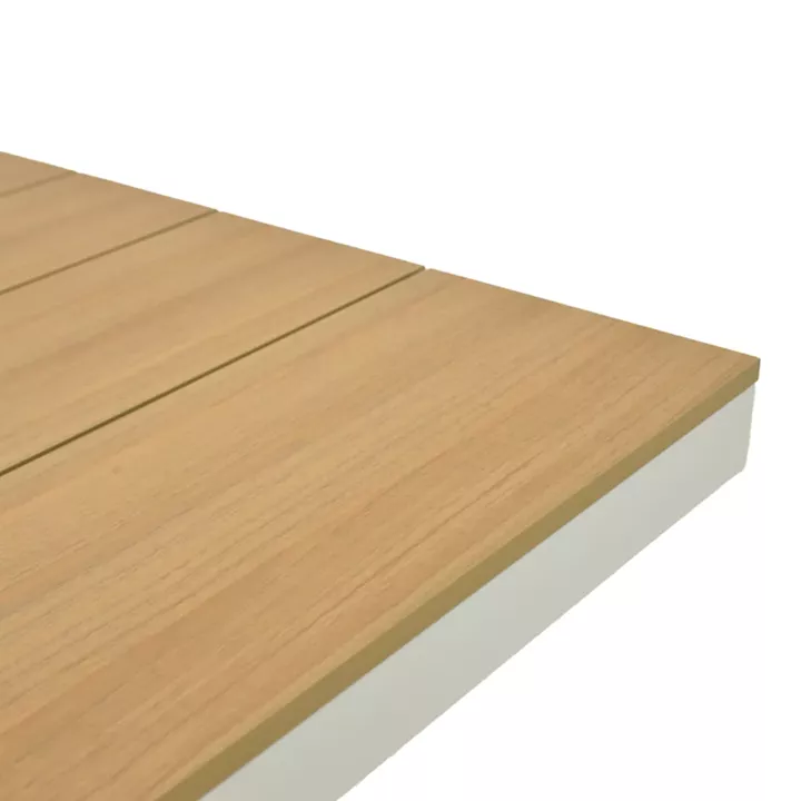 Thorio table pakoworld plywood in natural -aluminum in white shade 160x90x75cm