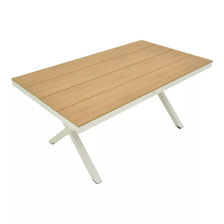 Thorio table pakoworld plywood in natural -aluminum in white shade 160x90x75cm