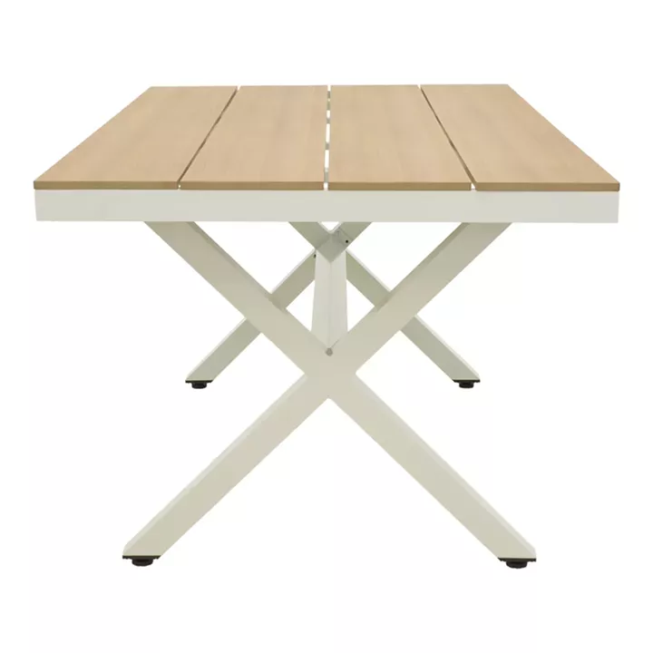 Thorio table pakoworld plywood in natural -aluminum in white shade 160x90x75cm